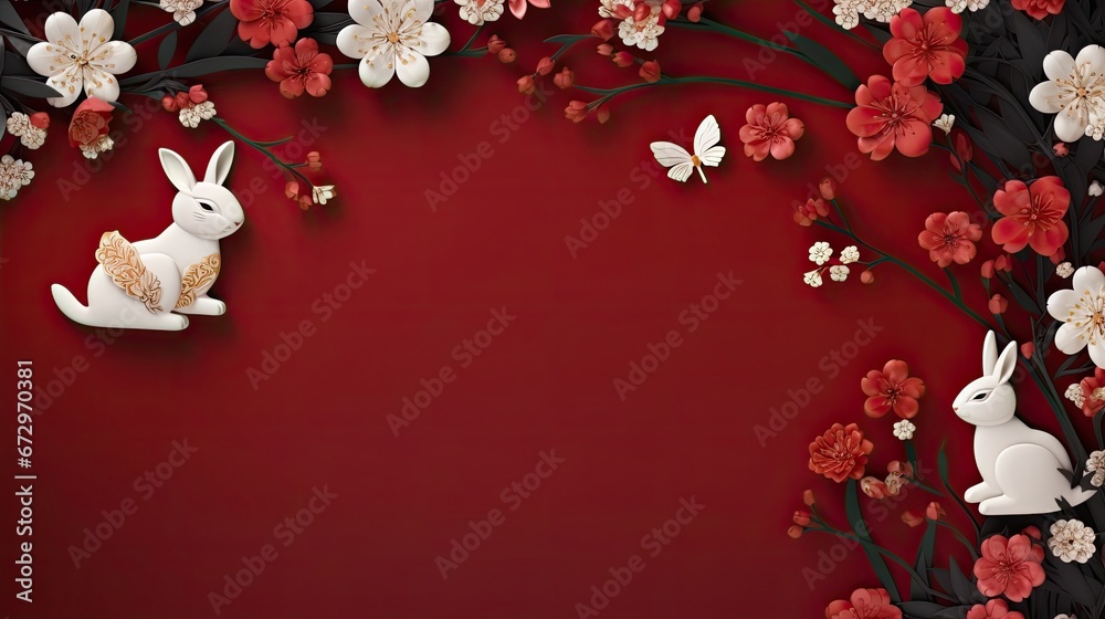 chinese new year 2024 celebration paper background. banner copy space.