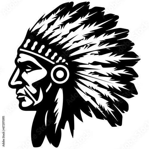 Native American, indian, Native, Silhouette indian Vector illustration