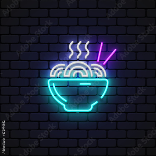 Noodles neon icon, great design for any purposes. Vector illustration