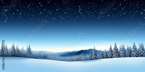 winter landscape with snow banner backdrop illustration