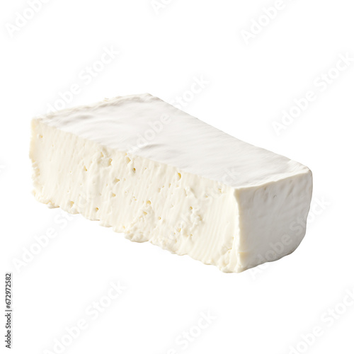 one isolated slice of feta cheese 