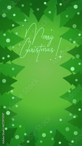 Christmas tree green Christmas story frame template. Background with Copy Space.