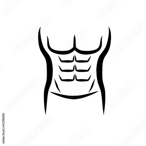 Six pack abs healthy workout gym body  vector icon symbol logo.
