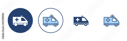 Ambulance icon vector. ambulance truck sign and symbol. ambulance car