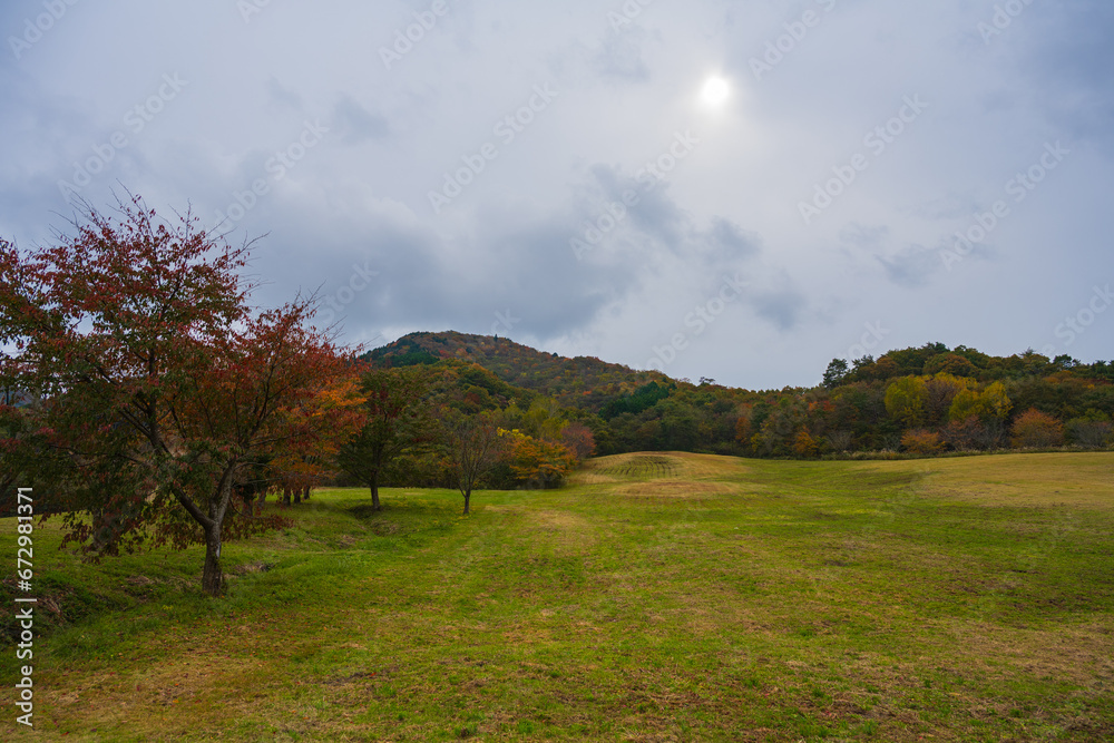 Obraz premium 岡山県真庭市の蒜山高原の美しい秋の風景