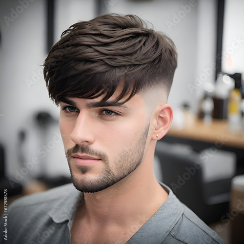 Guy with side fringe haircut