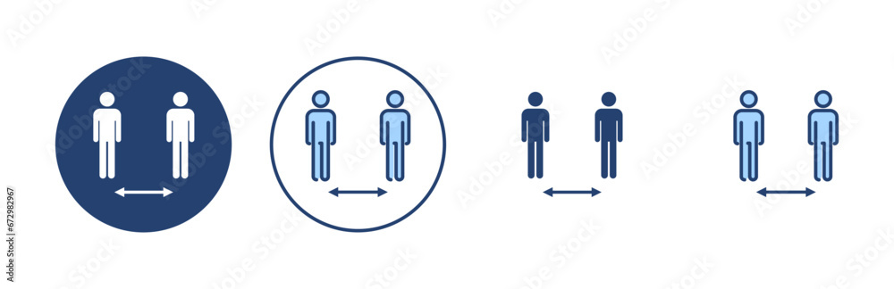 Social distance icon vector. social distancing sign and symbol. self quarantine sign - obrazy, fototapety, plakaty 