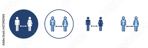 Social distancing vector. social distance sign and symbol. self quarantine sign