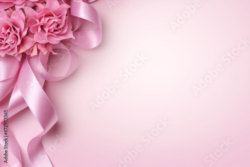 Ribbon and accessories on pastel background with copy space © Ari