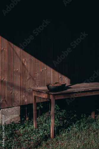 wooden bench table