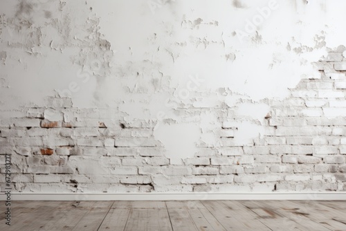 Vintage white painted brick wall background with textured surface and aged rustic charm photo