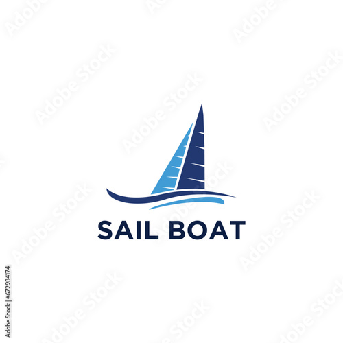 sail boat line art logo logo vector illustration design