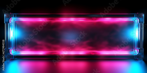 pink and blue glowing neon lights frame border