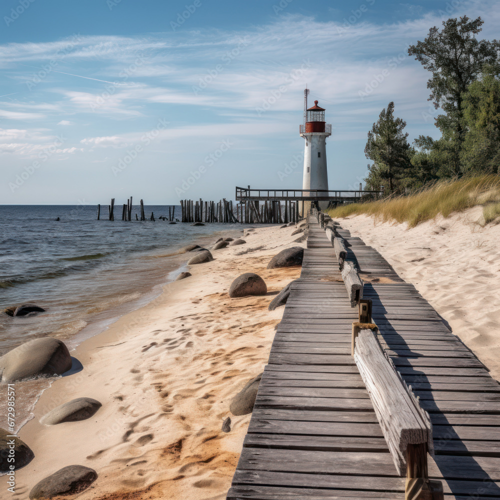  A charming Baltic Sea beach observing the distant
