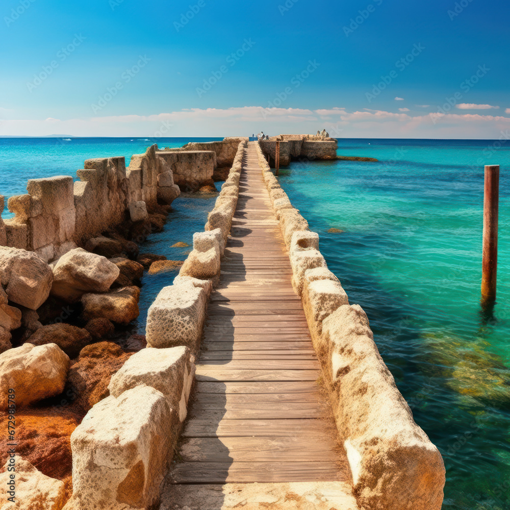 A picturesque Mediterranean seaside looking towards
A picturesque Mediterranean seaside looking towards