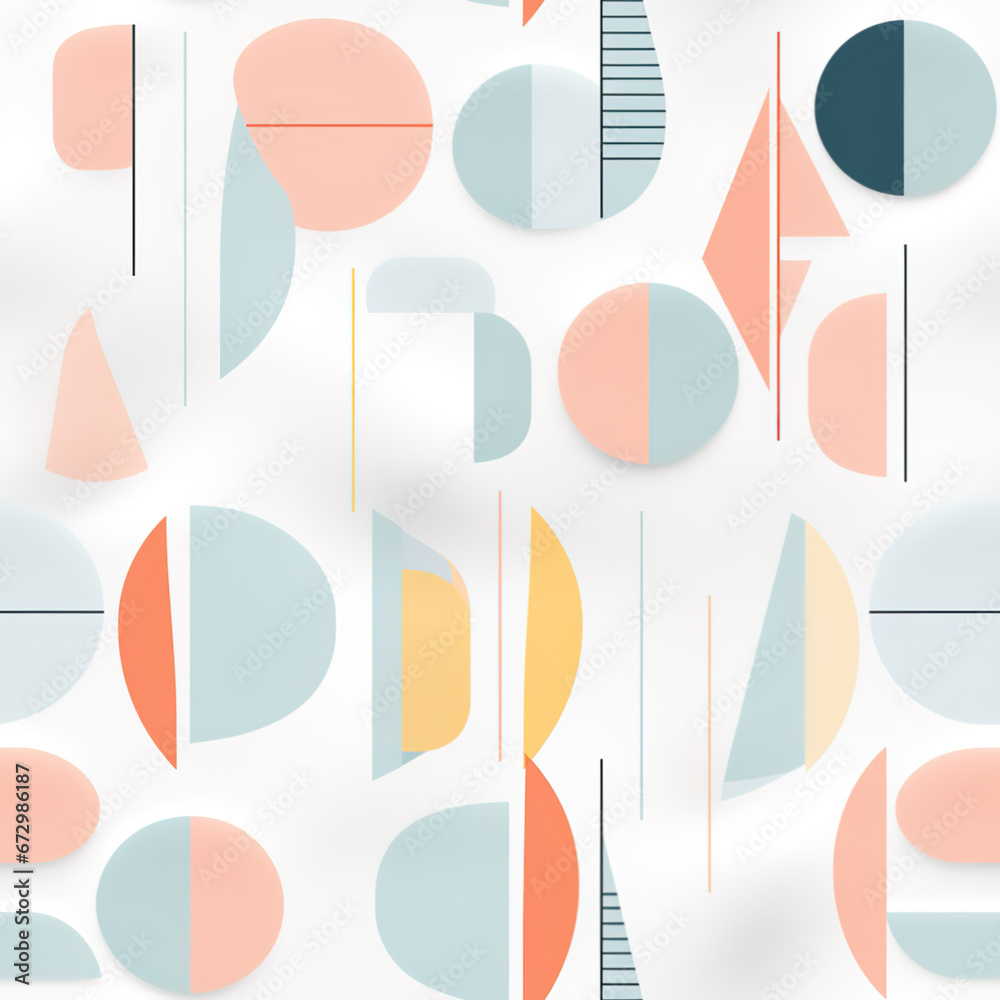 Modern geometric seamless pattern in pale colors