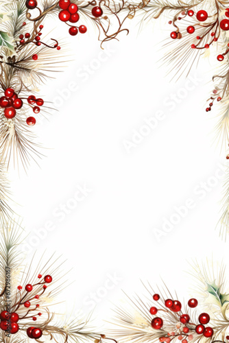 Christmas frame border in watercolor with copy space
