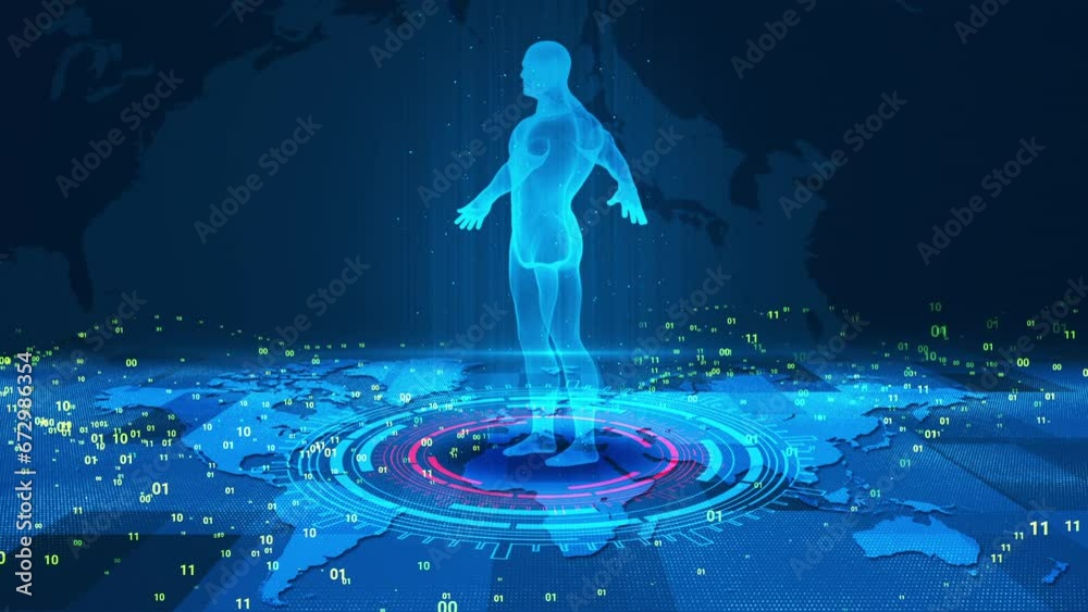 Digital hologram of 3D human genetic code science research