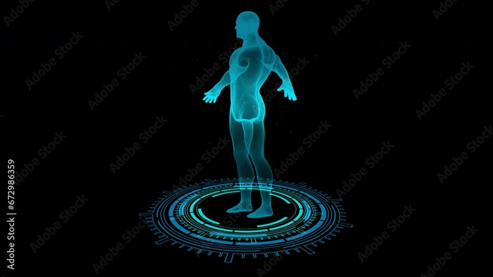 4K Human body hologram 3D HUD digital sci-fi technology