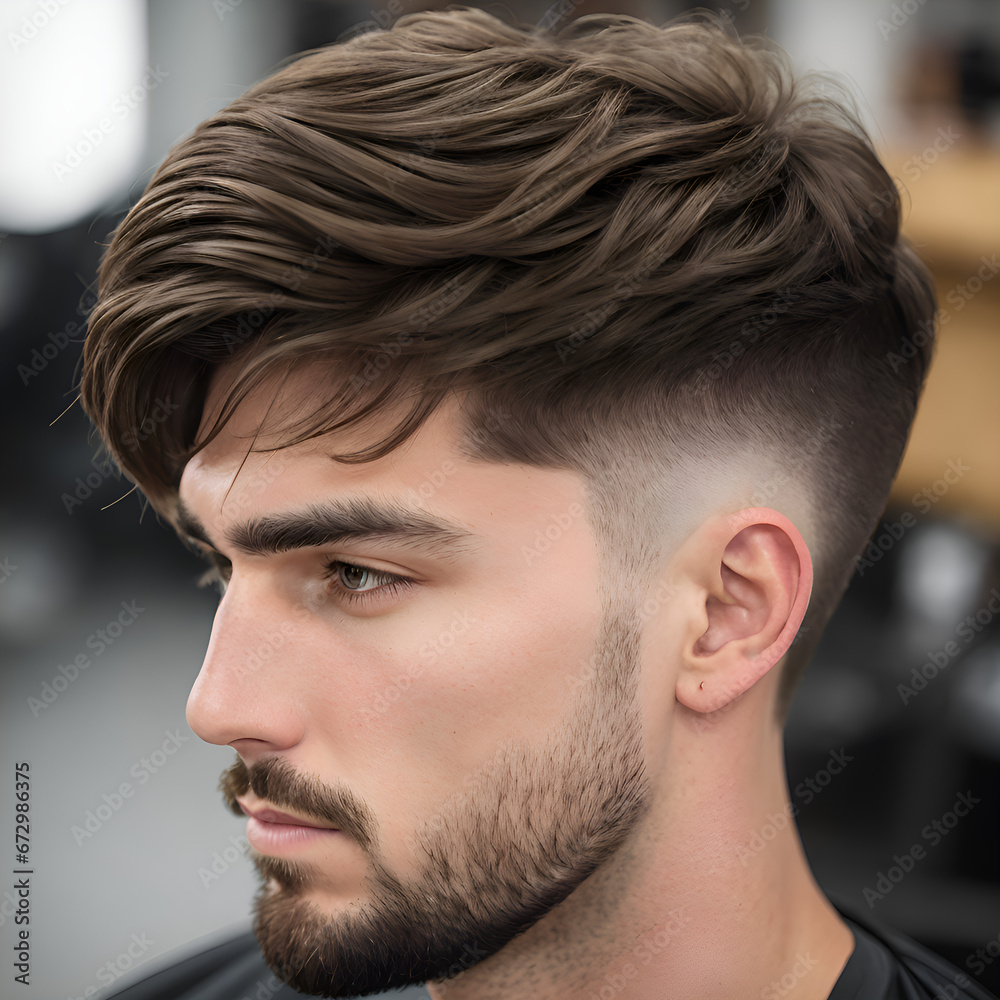 Obraz premium Man with long top and short sides haircut