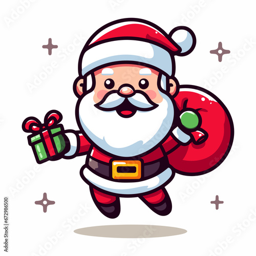 This is a vector illustration of a Santa Claus on a white background. The illustration is simple and colorful, suitable for greeting cards, posters, or stickers.
