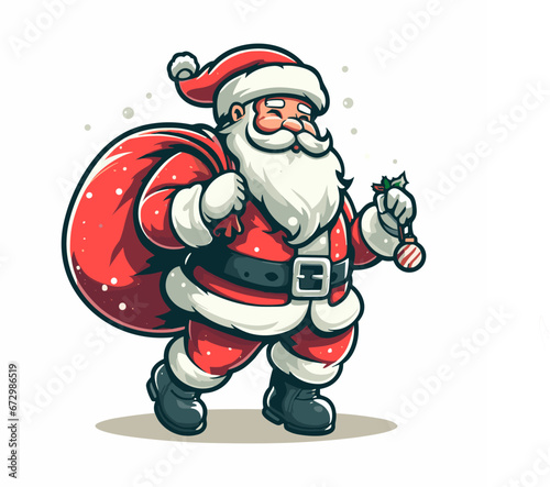 This is a vector illustration of a Santa Claus on a white background. The illustration is simple and colorful, suitable for greeting cards, posters, or stickers.