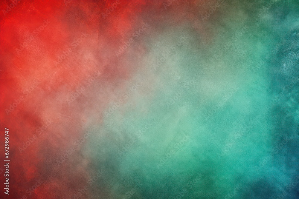 2 colors abstract watercolor background for design. Color gradient, red and green iridescent, bright, fun. Rough, grain, noise, grungy