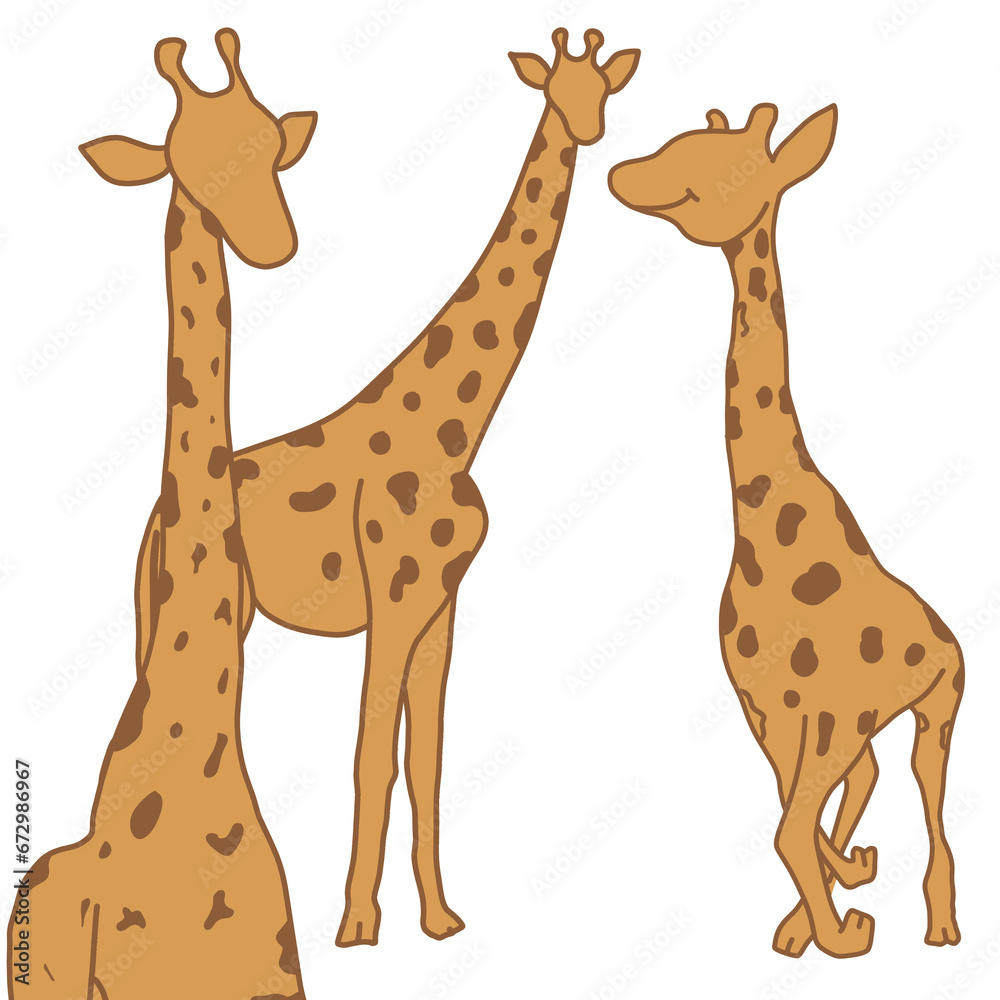 animal, giraffe, couple, illustration, cartoon, wildlife, cute, zoo, drawing, safari, africa, wild, love, nature, mammal, happy, art, african, graphic, character, child, fun, tall, family, heart, trop