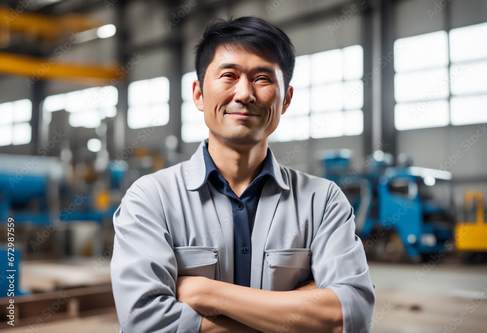 自信を持っている工場の経営者 自信を持っている工場の経営者