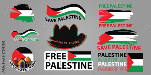 vector set sticker or element free palestine photo