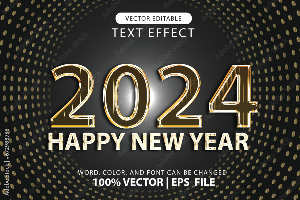 Obraz premium vector editable text 3d effect happy new year 2024 design template for celebration of the new year 2023 to 2024