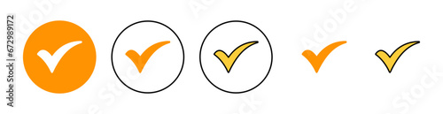 Check mark icon set for web and mobile app. Tick mark sign and symbol
