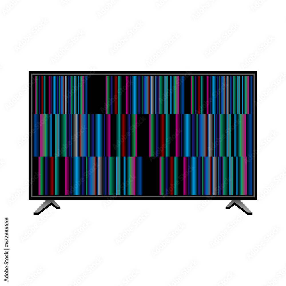 シンプルなイラスト_故障した大型テレビ,モニタ,液晶 シンプルなイラスト_故障した大型テレビ,モニタ,液晶