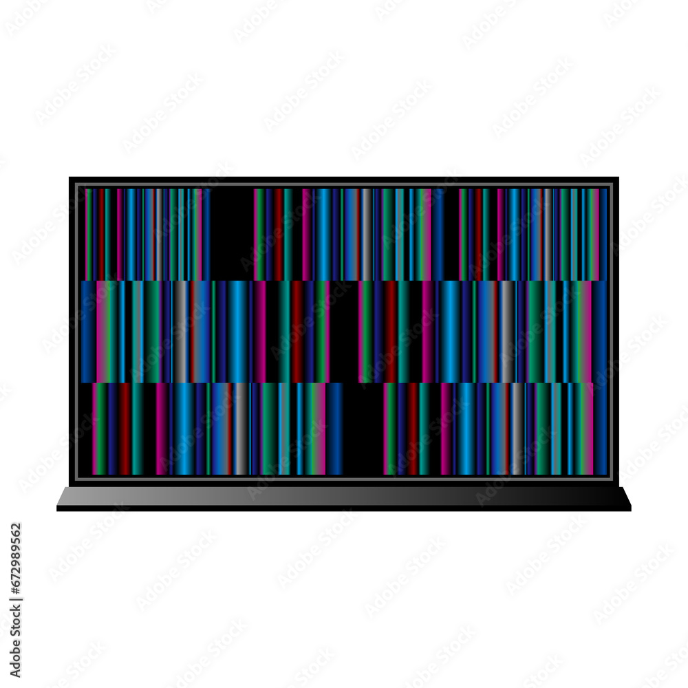 シンプルなイラスト_故障した大型テレビ,モニタ,液晶