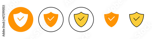 Shield check mark icon set for web and mobile app. Protection approve sign. Insurance icon