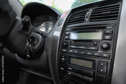 View of automotive head unit in car