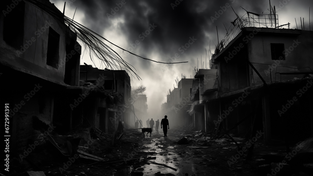 Villages devastated by war and people in despair Villages devastated by war and people in despair