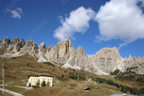 natural landscape of Gardena Pass of Dolomites alps, Italy