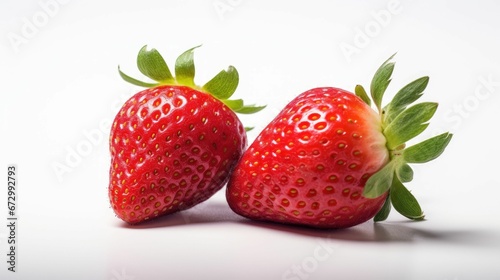 AI generated illustration of juicy red strawberries on a white background