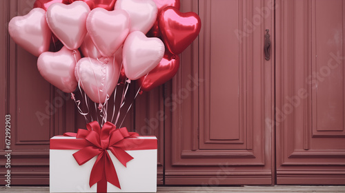 gift box with red balloons