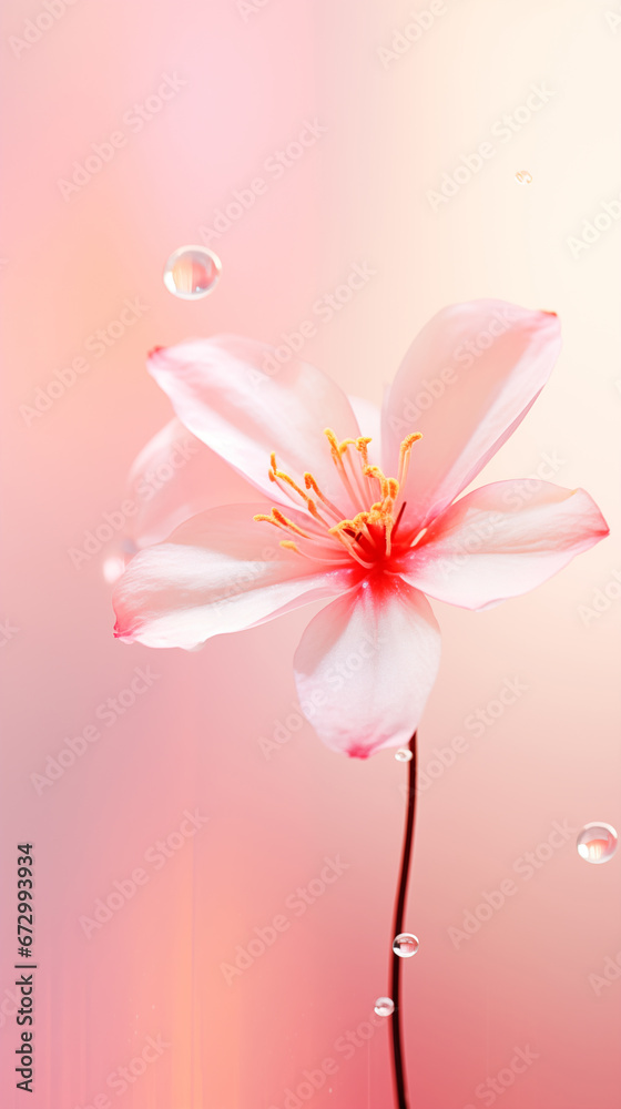 Obraz premium Soft focus of a flower on a pink background in the style of bokeh panorama