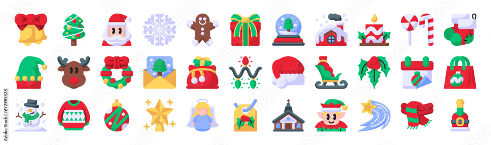 Christmas flat icon set Christmas flat icon set