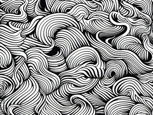 A black and white pattern with wavy lines