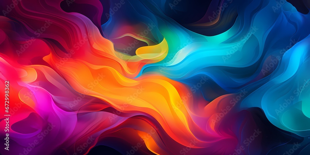 Obraz premium Colorful fluid smoke abstract web background - generative ai