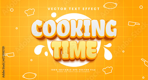 Cooking time editable text style effect. Vector text effect for food themes or cooking classes.