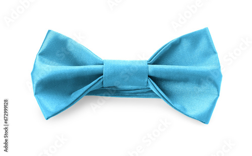 Stylish light blue bow tie isolated on white