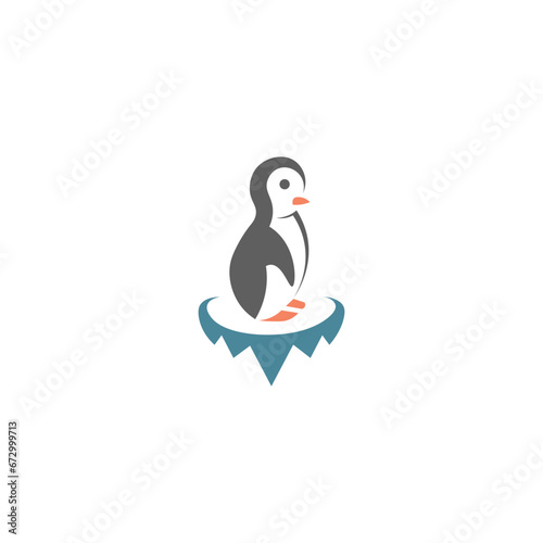 Abstract Simple Art of Penguin And Ice