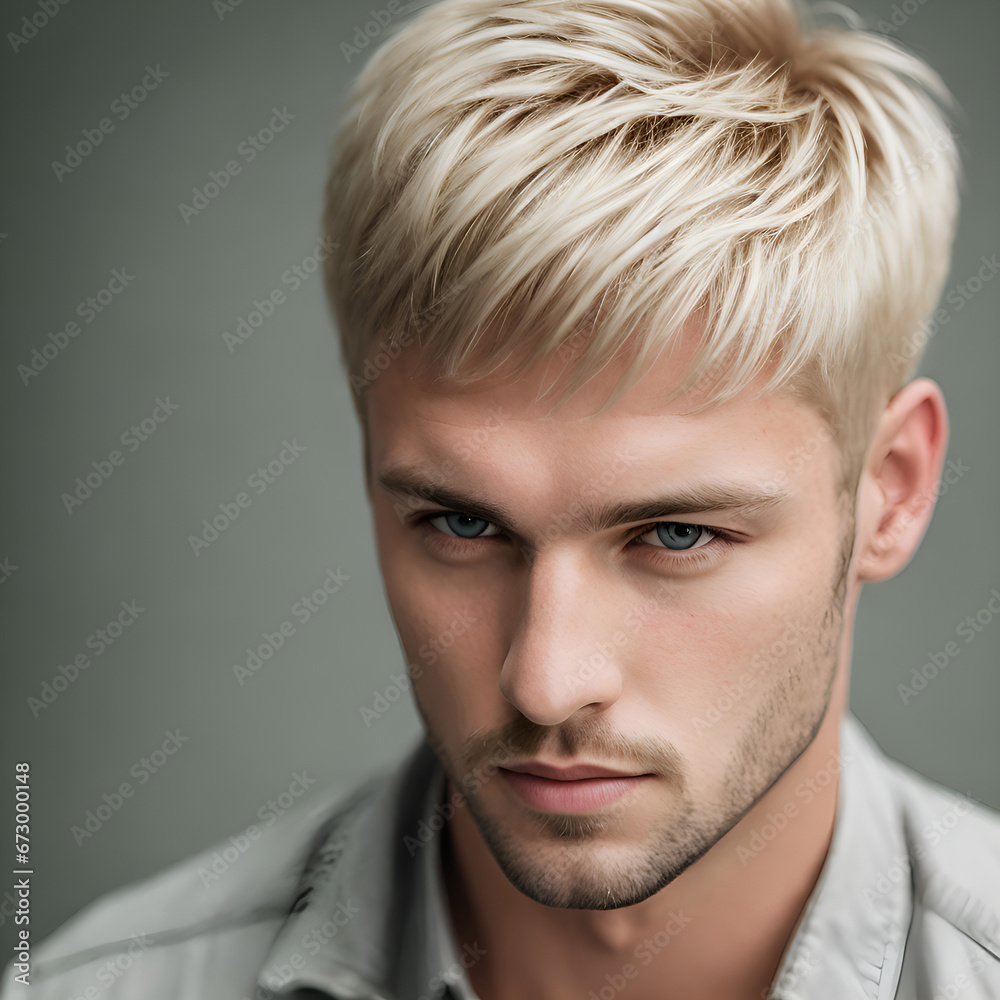 Blond man with fringe hairstyle Blond man with fringe hairstyle