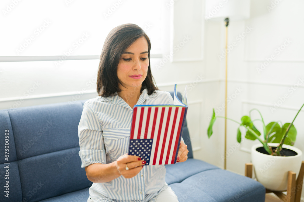 Attractive woman studying English in the United States Attractive woman studying English in the United States