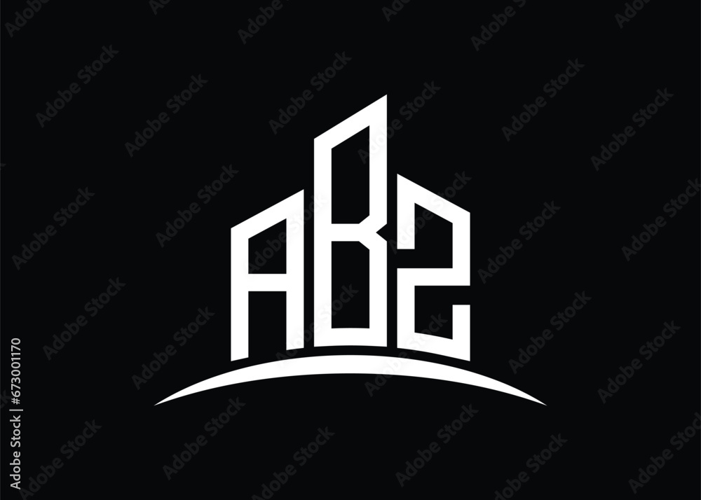 Letter ABZ building vector monogram logo design template. Building Shape ABZ logo.